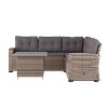 Emma and Oliver Wicker Rattan Conversation Set for Indoor/Outdoor Use with Dining Table and L-Shaped Sofa with Weather-Resistant Cushions - 3 of 4