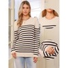 INSPIRE CHIC Women's Drop Shoulder Crew Neck Long Sleeve Color Block Knitted Tops - 2 of 4