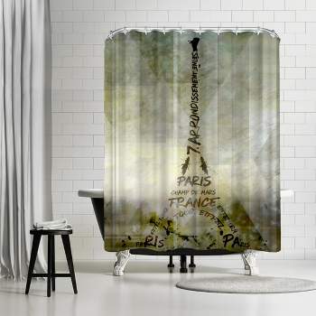 Americanflat 71" x 74" Shower Curtain, Paris Art Eiffel Tower Geometric Mix No 1 by Melanie Viola