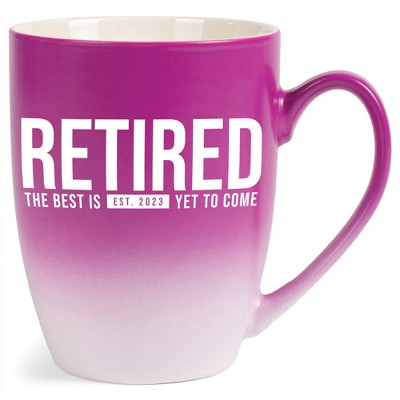 Elanze Designs Retired The Best Is Yet To Come Est 2023 Two Toned Ombre Matte Pink and White 12 ounce Ceramic Stoneware Coffee Cup Mug