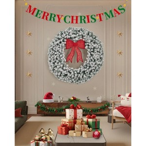 Artificial Christmas Wreath with Elegant Bow, Pre-Lit with Energy-Efficient LED Lights - 1 of 4