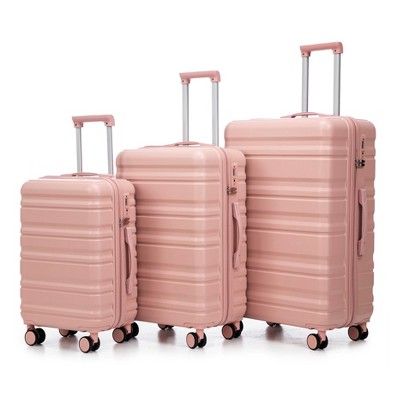 Gulches 20"/24"/28" 3 pcs/set in ABS Spinner Wheel Luggage, Carry on Suitcase, Matching Color, TSA Combination Lock (Light Pink)