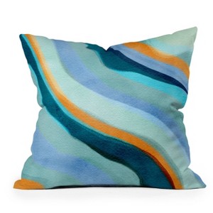 16"x16" Vivien Yip Abstract Fluid Square Throw Pillow Blue - Deny Designs - 1 of 4