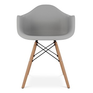HomeRoots Gray And Natural Heavy Duty Plastic And Solid Wood Dining Arm Chair - 1 of 4