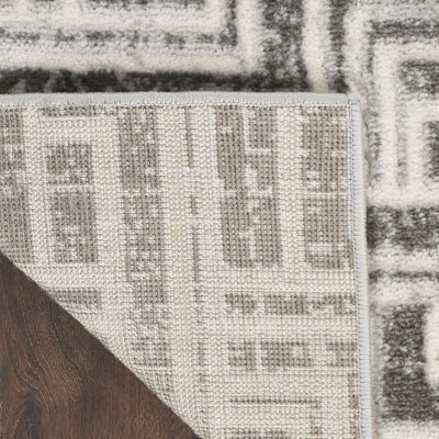 Handmade Grey Ivory Geometric Synthetic 9' x 12' Area Rug