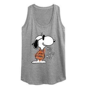 Women's Peanuts Joe Cool Hee Hee Hee Graphic Racerback Tank - Heather Grey - 2 X-Large - 1 of 4