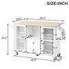 Kumasinova 47.6" Kitchen Island Cart with Drop Leaf Top,Kitchen Cart with 2 Drawers,Kitchen Storage with Spice Rack,Rolling Cart with Cabinet,White - 2 of 4