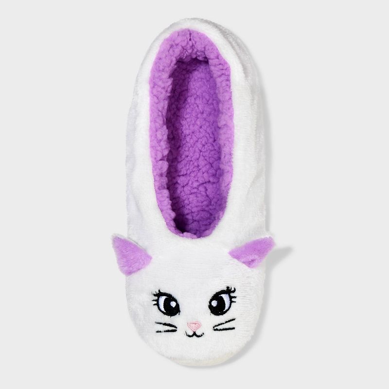 Kids' Kitty Slipper Socks - Cat & Jack™ Cream, 3 of 5