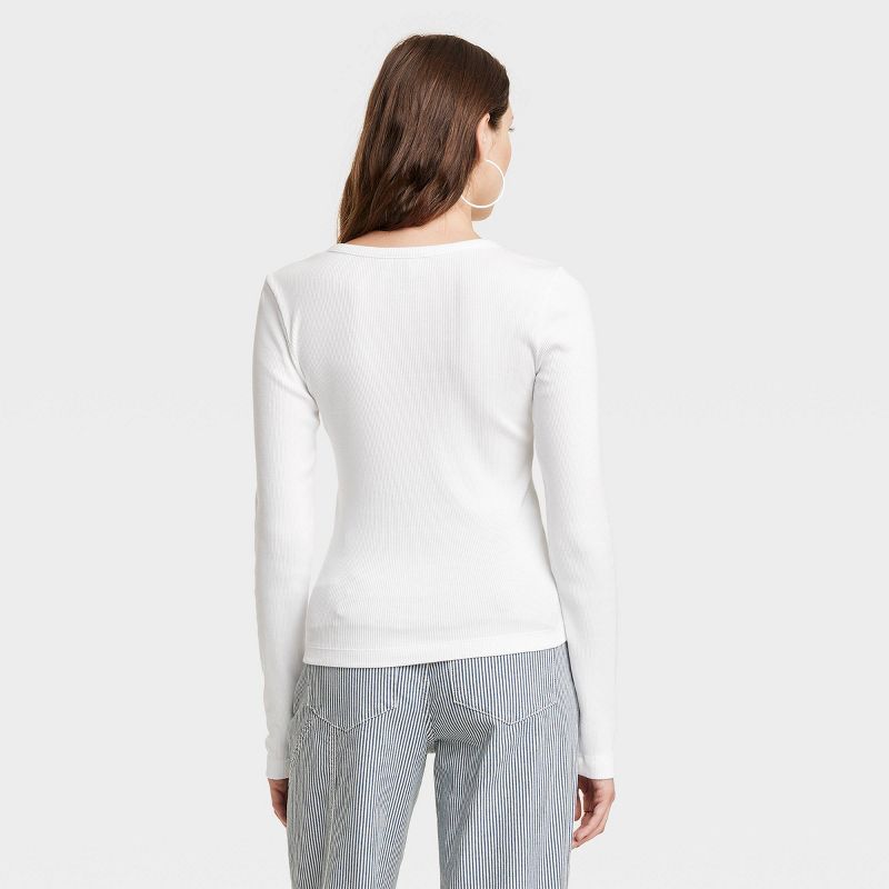 Women's 2pk Long Sleeve Shrunken Rib T-Shirt - Universal Thread™ White/Black, 6 of 8