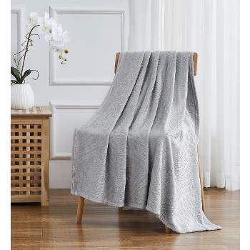 Kate Aurora Floral Ferns Shabby Chic Styled Oversized Ultra Soft & Plush Accent Throw Blanket