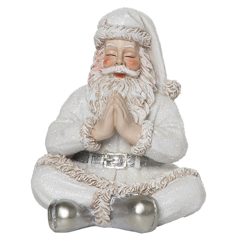 Transpac Resin 5 in. White Christmas Elegant Zen Santa Figurine, 1 of 2