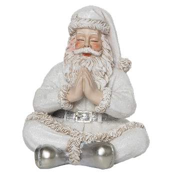 Transpac Resin 5 in. White Christmas Elegant Zen Santa Figurine