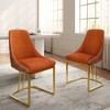 CLIHOME Set of 2 Modern High Back Dining Chair with Metal Legs in Red - 2 of 4