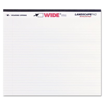 Roaring Spring WIDE Landscape Format Writing Pad College Ruled 11 x 9-1/2 White 40 Sheets 74500