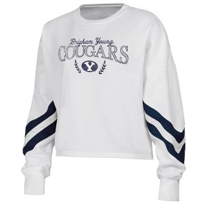 NCAA BYU Cougars Women's Crew Neck Fleece Sweatshirt - 1 of 3