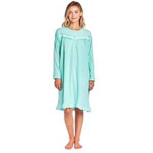 Casual Nights Women's Long Sleeve Micro Fleece Cozy Floral Night Gown - 1 of 4