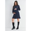 Hello Miz Women's Long Sleeve Round Neck Ruffle Hem Maternity Dress - 4 of 4