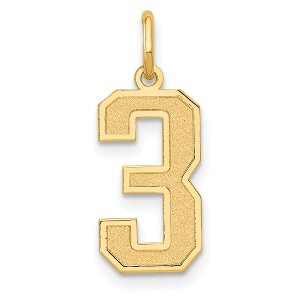 Black Bow Jewelry 14k Yellow Gold, Jersey Collection, Medium Number 3 Pendant - 1 of 4