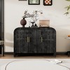 VYNXARIA Retro Minimalist Curved Sideboard with Gold Handles and Adjustable Dividers for Living Room or Dining Room (Antique Black) - 2 of 4