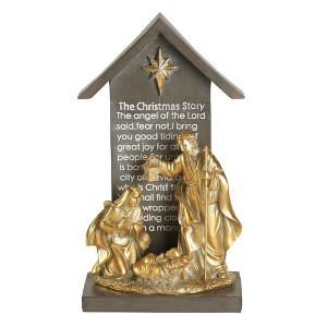 Dicksons Holy Family Christmas Story Grey and Gold Tone 9.75 Inch Resin Tabletop Figurine - 1 of 2