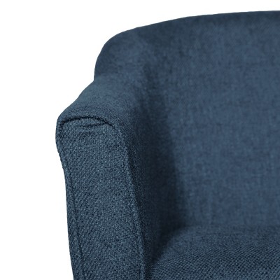 Navy Blue Modern Barrel Wooden Accent Chair