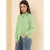 Allegra K Women's Point Collar Long Button Sleeve Button Down Floral Shirt - 3 of 4