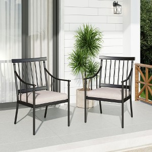 Captiva Designs Outdoor Patio Metal Dining Steel Chairs with Removable Seat Cushion - 1 of 4