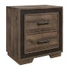 Vynxaria Rustic 1pc Nightstand - Two-Tone (Rustic Mahogany/Dark Ebony), Embossed Faux-Wood Veneer, 2 Drawers, Distressed Pewter Bar Pulls - 2 of 4