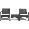 Costway 3 PCS Furniture Set Table & 2 Chair Patio Wicker Rattan W/Cushion - image 4 of 4