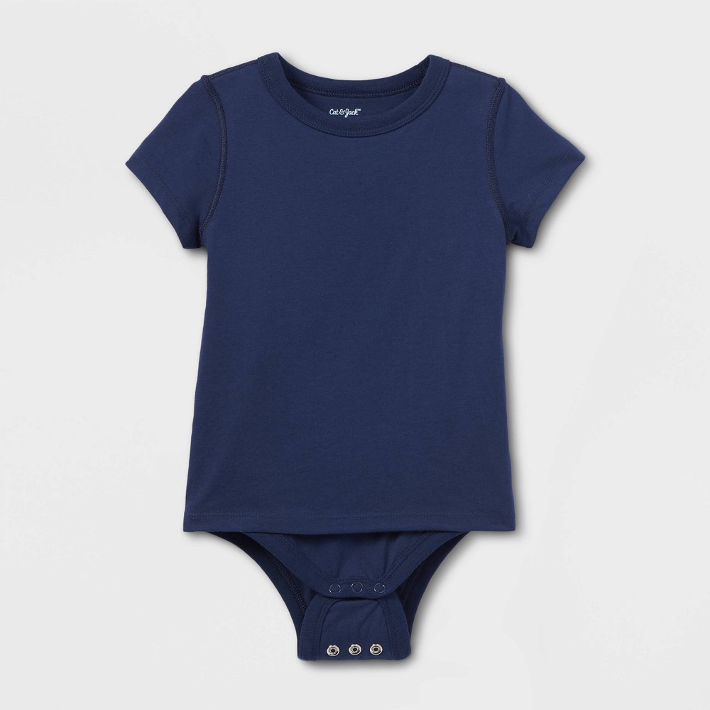 Toddler Adaptive Short Sleeve Bodysuit with Abdominal Access - Cat & Jack™ Navy 3T