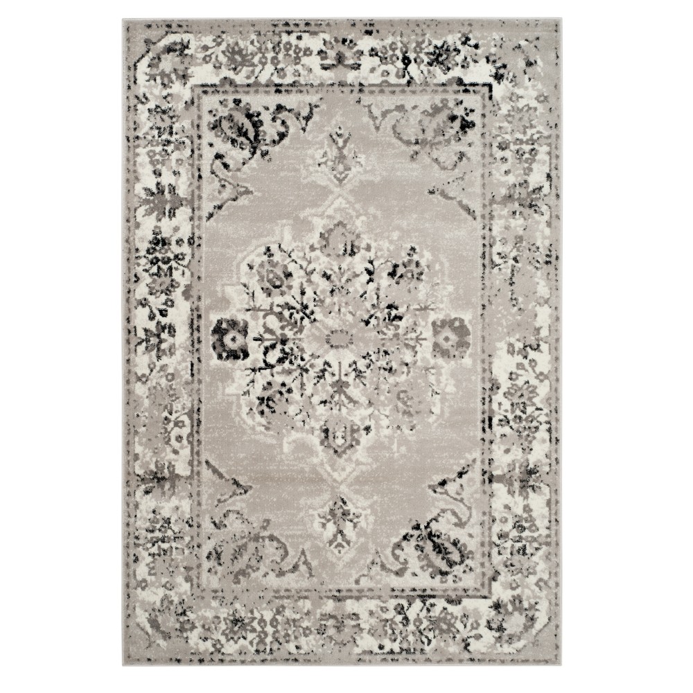 Gray/Ivory Floral Loomed Area Rug 4'x6' - Safavieh