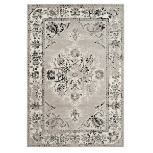 Gray/Ivory Floral Loomed Area Rug 4