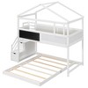 Grungis Twin over Full House Loft Bed with Storage Staircase and Blackboard,Bunk Bed with Full-Length Guardrails,Loft and Bunk Bed for Bedroom - 4 of 4