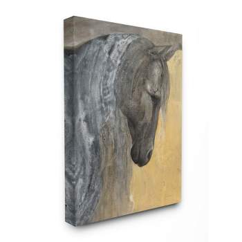 Stupell Industries Abstract Textured Horse Portrait Grey Yellow Painting