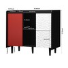 Black Sideboard with Red Doors - 2 Drawers, 2 Open Compartments, Modern Accent Cabinet - 4 of 4