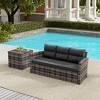 WestinTrends 2-Piece PE Rattan Wicker Outdoor Sofa with Cushions Side Table Set - 2 of 4