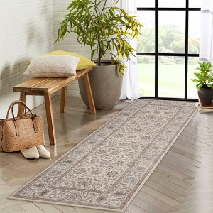 Vintage Washable Rug for Living Room, Distressed Thin Low Pile Non Slip Area Carpet, Classic Modern Accent Rug for Bedroom and Office - 1 of 4