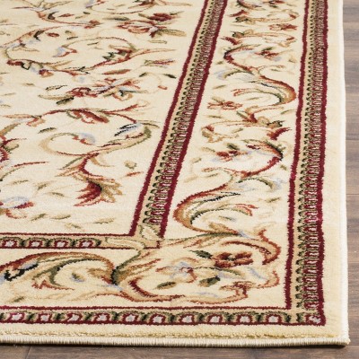 Ivory Floral Hand-Knotted Synthetic Square Rug, 8' x 8'