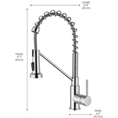 Chrome Spring Neck Pull Down Spray Kitchen Faucet