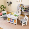 Tangkula 4 in 1 Kids Table & Chair Set w/Reversible Graffiti & Building Blocks Tabletop - 3 of 4