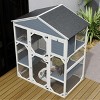 LAOTIES 71" Large Outdoor Wooden Catio,Weatherproof Cat Enclosure with 3 Platforms And 2 Cozy Houses for Multiple Cats - 3 of 4