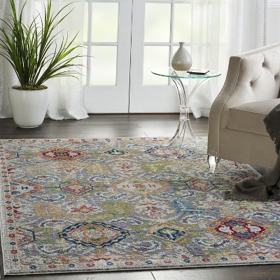 Gray and Multicolor Synthetic 4' x 6' Hand-knotted Area Rug