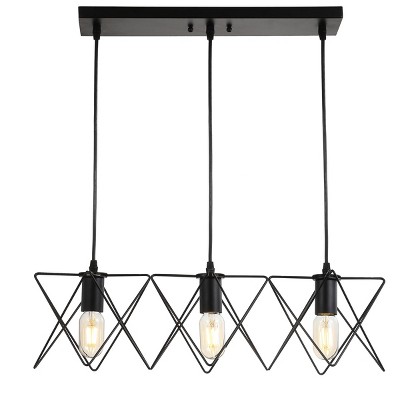 Black Geometric Triangular 3-Light LED Island Pendant