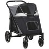 Foldable Dog Stroller,One Click Pet Travel Stroller with Storage,Mesh Windows,Shock Absorption–LAOTIES - 3 of 4