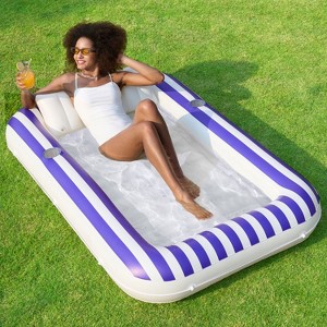 Sloosh Inflatable Suntanning Float Bed with Pillow, Suntan Tub Floatie Raft Tanning Pool for Adult - 1 of 4