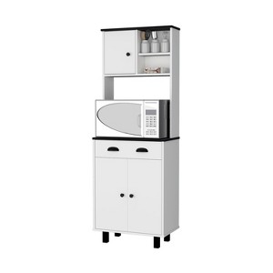 Gulches Kitchen Pantry - 2 Open Shelves, 1 Drawer, 1 Cabinet with 2 Shelves, White+Wengue - 1 of 4