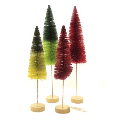 Christmas 14.0" Bottle Brush Forest Ombre Set Of 4  -  Decorative Figurines