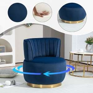 360° Swivel Accent Chair Barrel Chair Velvet Upholstered Armchair Round Cuddle Reading Chair Vanity Chair - ModernLuxe - 1 of 4