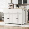 Ridstar 74.5 in. W Kitchen Storage Island with 2 Drawers, Extendable Dining Table & Spice Rack For Kitchen & Dining Room-Off White - 2 of 4