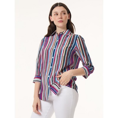 Jones New York Striped Button Front Shirt - S